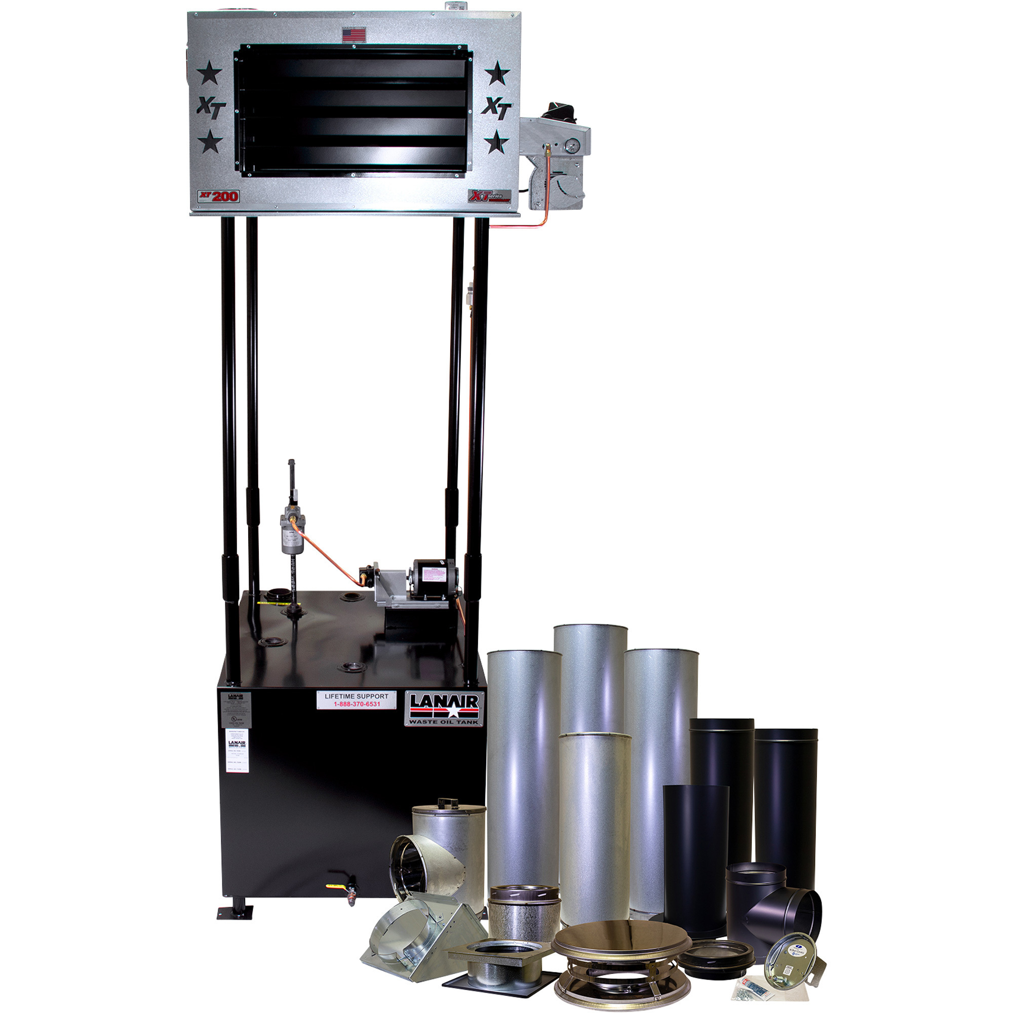 Lanair Waste Oil-Fired Thermostat-Controlled Heater Package 4, 200,000 BTU, 5000 Sq. Ft., Model# XT-200 HEATER